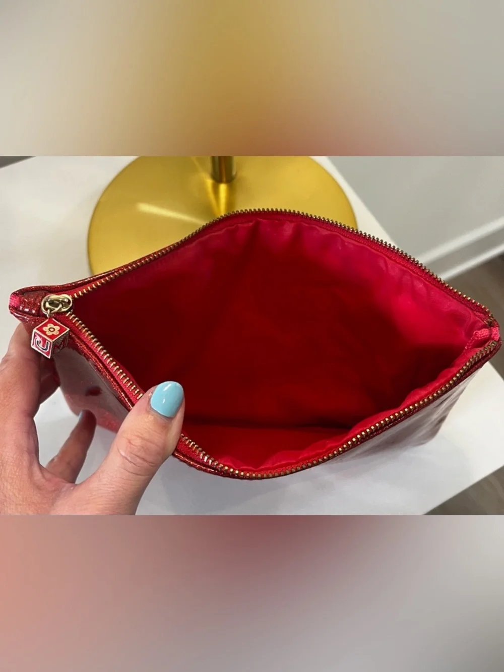 Marc Jacobs Fragrances Red Glitter Zip Cosmetic Pouch